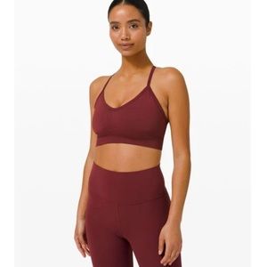 Authentic lululemon ebb to street red merlot criss cross open back sports bra